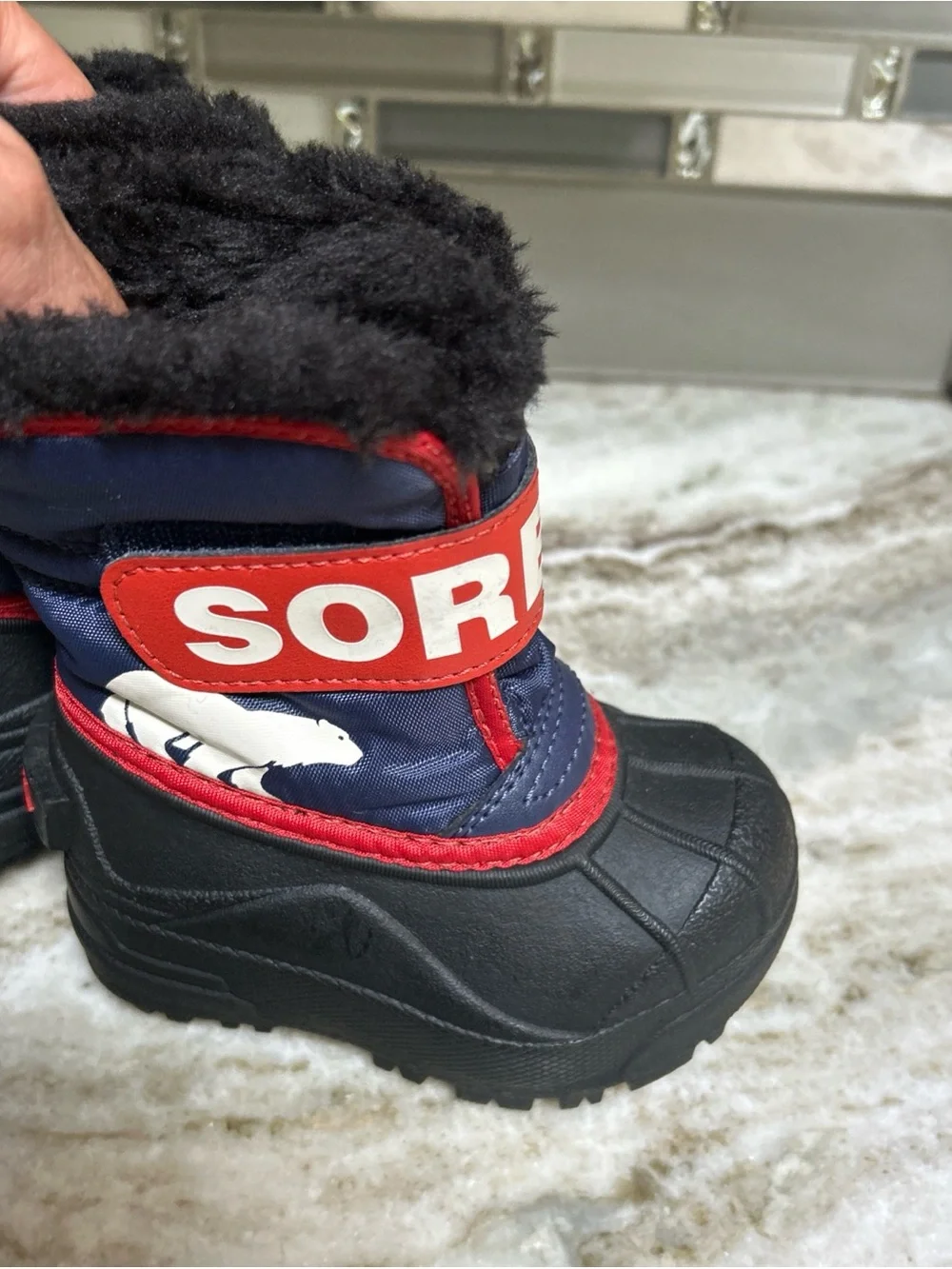 Sorel Snow Commander Winter  Snow Boots Blue Fur Waterproof Size 5 Toddler New.